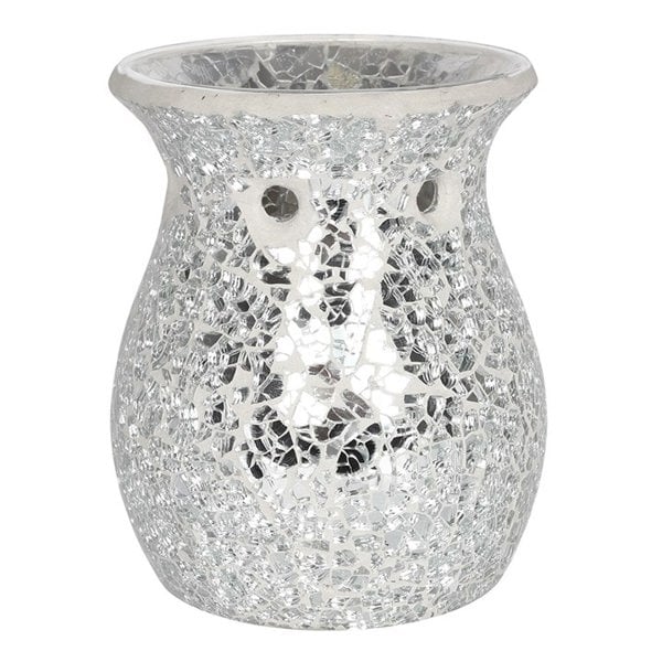 Serano Large Silver Crackle Oil Burner and Wax Warmer