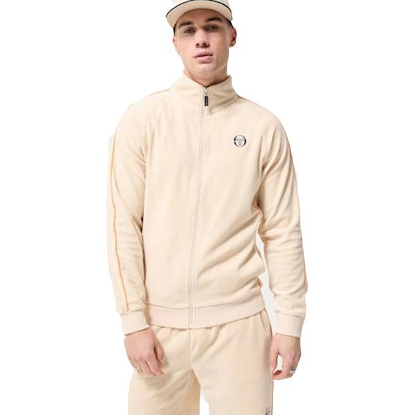 Sergio Tacchini Tasso Velour Track Top Jacket Sandshell/Orange Pepper