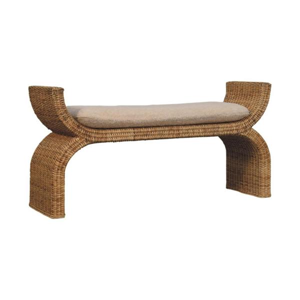 Artisan Furniture Solid Wood Rattan Weave Boucle Bench