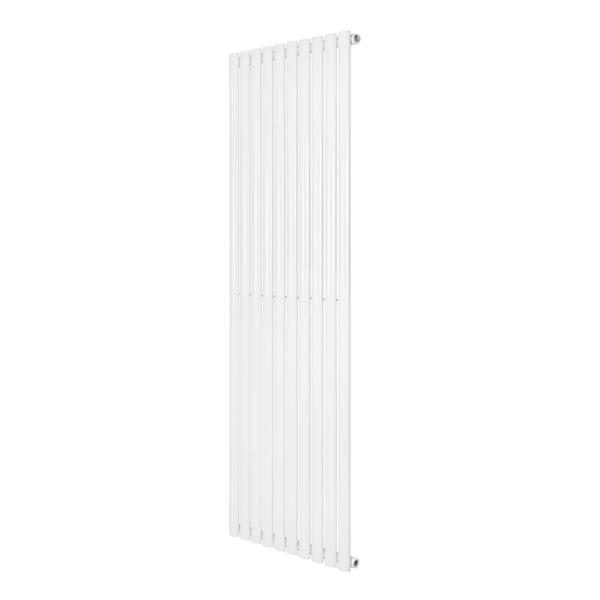 Sleek white oval single column radiator, 1800 x 600mm, featuring a modern design with vertical slats and a smooth finish