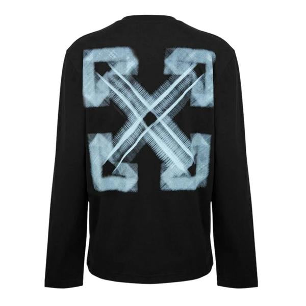 Off White Mens Cotton Crew Neck Regular T-Shirt - Black/Aqua - 