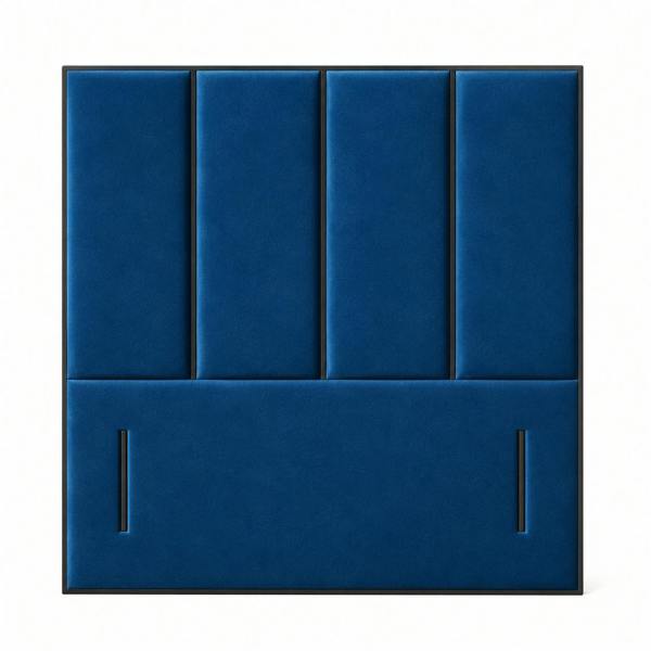 Great British Beds Emma headboard with Contrast Border - Blue Plush