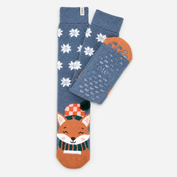 Totes SINGLE ORIGINAL SLIPPER SOCKS Fox Slipper Socks   in  Blue