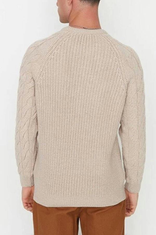 WOVCOR Regular Fit Woolen Crew Neck Knit Men's Sweater with Hair Knitting Detail