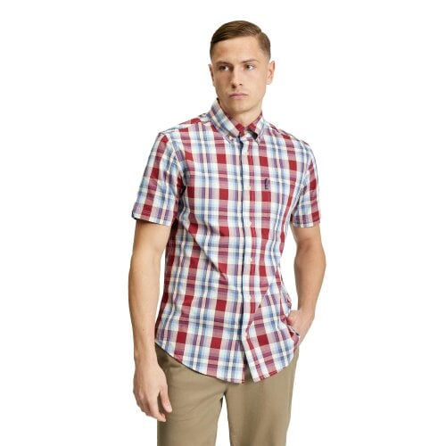 Ben Sherman Mens Classic Checked Shirt - Bordeaux