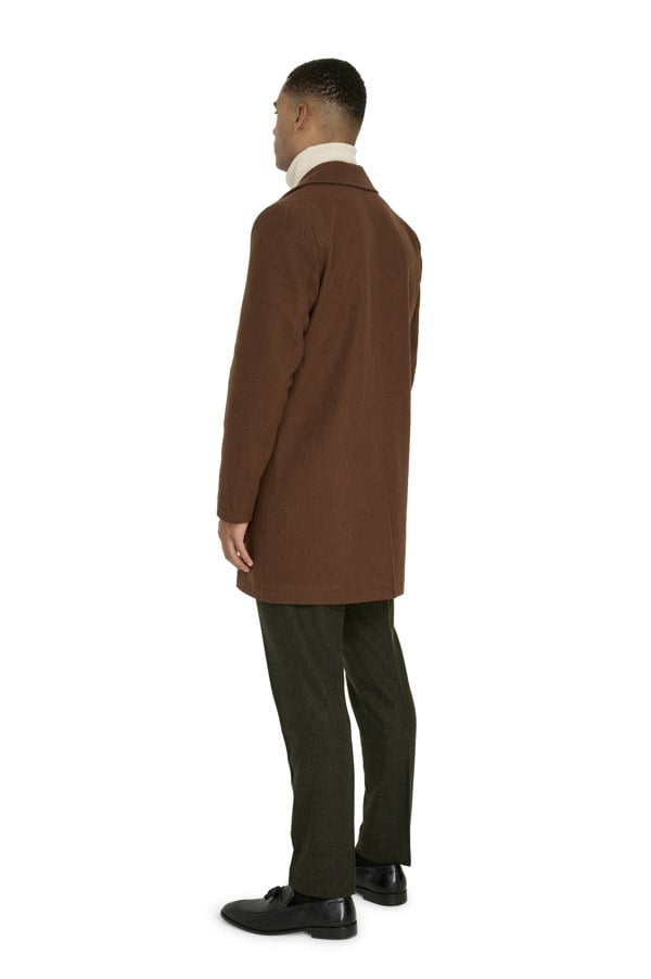 Harry Brown London Josh Wool Melton Overcoat - Brown