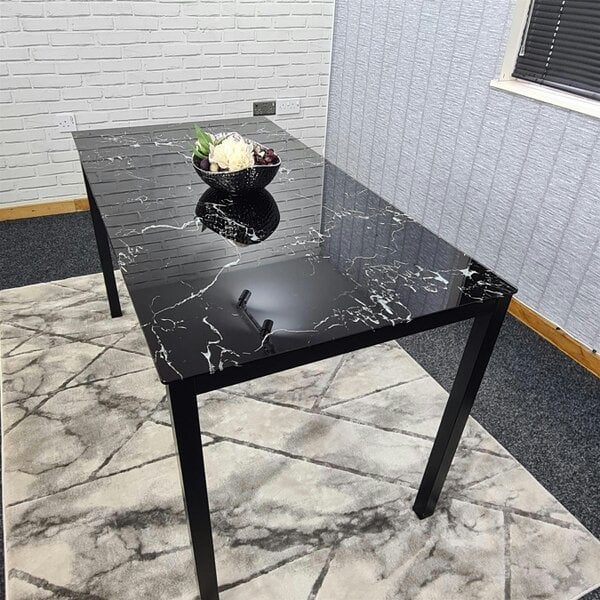 Kosy Koala Dining Table Black Glass Kitchen Place for 6 Seats, Dining Table Only (Black H 75 x L 134 x W 70 cm)