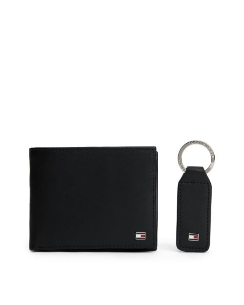 Tommy Hilfiger Eton Wallet and Key Fob Gift Set - Black