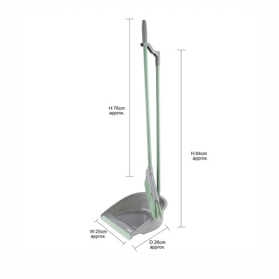 JVL Long Handle Dust Pan And Brush Set - Grey