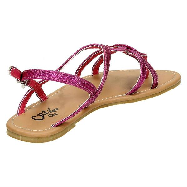 Cutie Girls Cutie Woven Glitter Toe Post Sandals