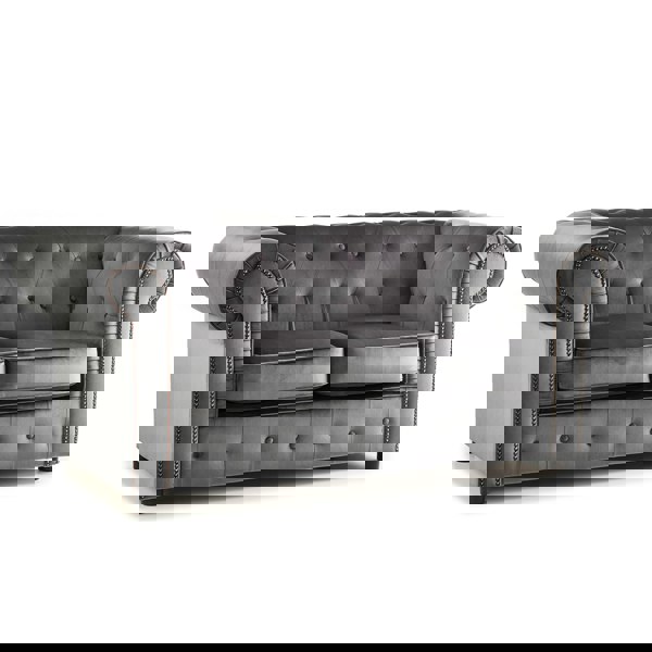 Furnishings For Less Ashbourne Chesterfield Plush Velvet 2 Seater