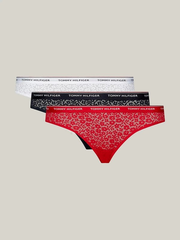Tommy Hilfiger BIKINI LACE 3 Pack Womens Underwear Desert Sky/White/Primary Red