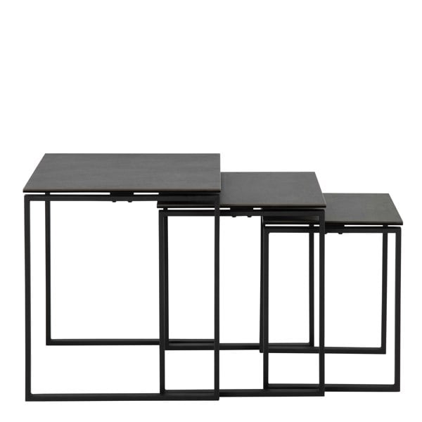 Furniture To Go Katrine Ceramic Nest of Tables in Black Set of 3