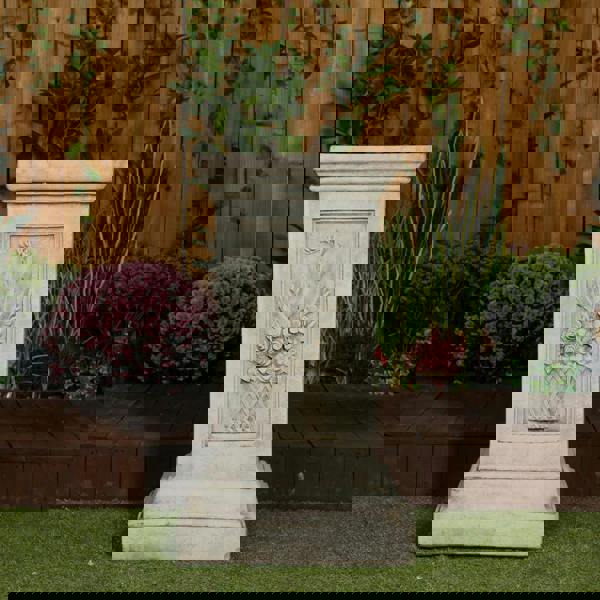 Giant Square Floral Plinth Pillar Column