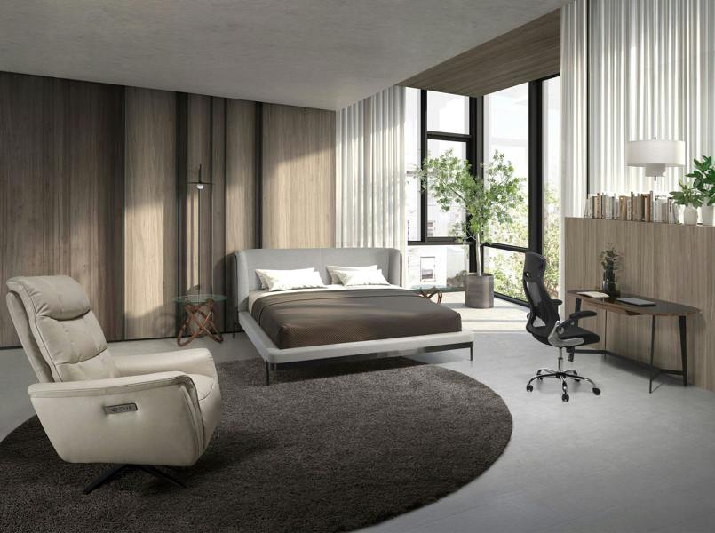Angel Cerdá Grey leather swivel armchair 5114