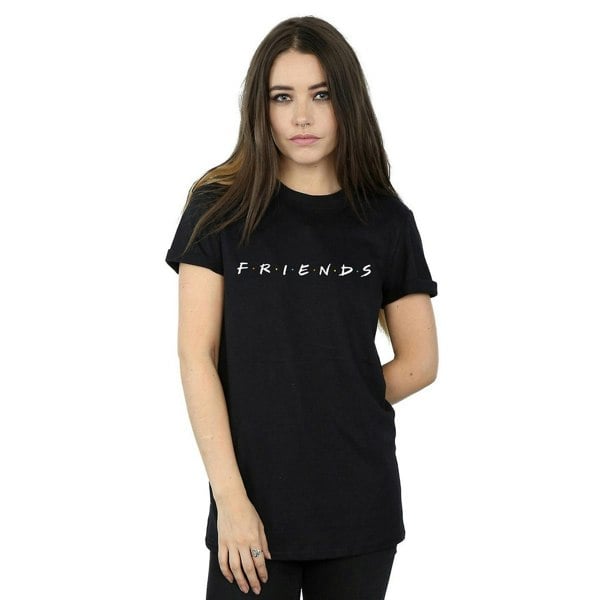 Friends Womens Logo Boyfriend Cotton T-Shirt - Black