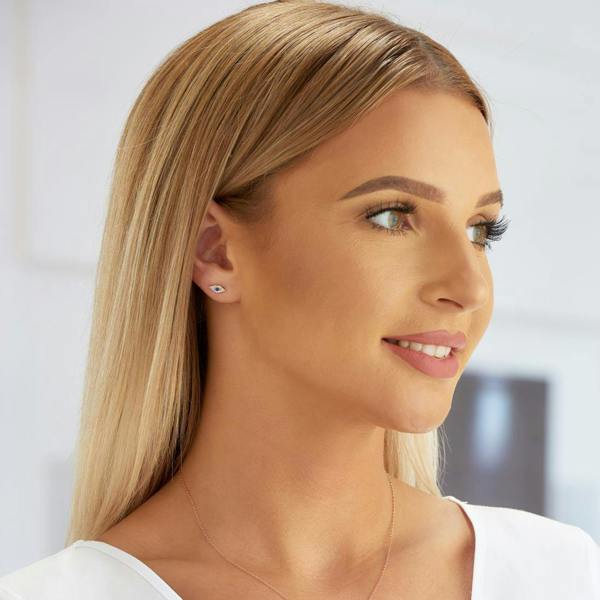 Rose Gold Evil Eye Stud Earrings for Women - namana.london