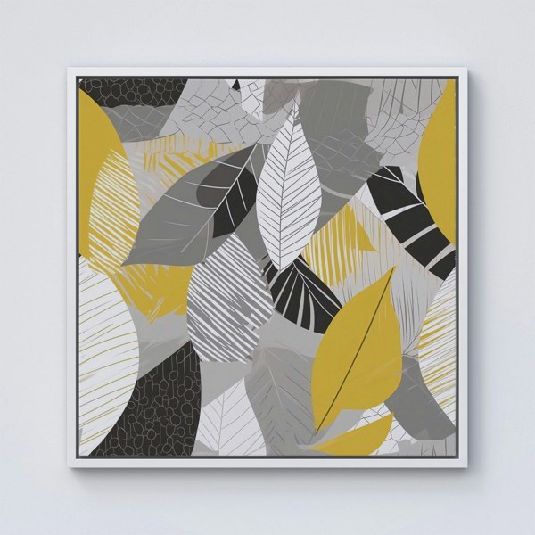 Warren Reed Grey Yellow Autumn Leaves Framed Canvas