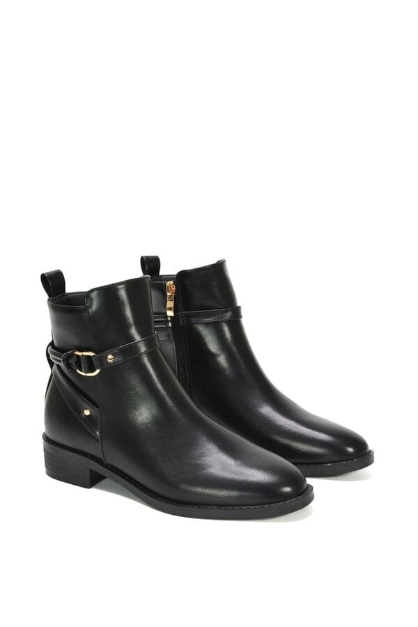 XY LONDON Ankle Boots Buckle Strap Low Heel Chelsea
