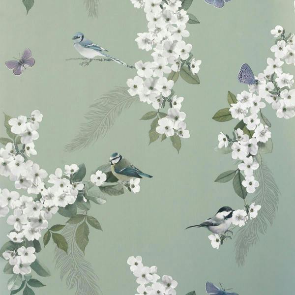 World Of Wallpaper Mitzu Bird Wallpaper - Sage - 