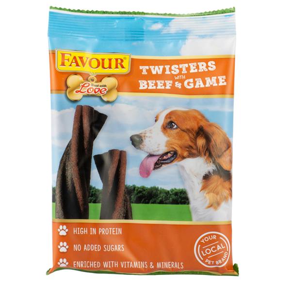 Favour Twisters Dog Treats with Beef & Game 100g