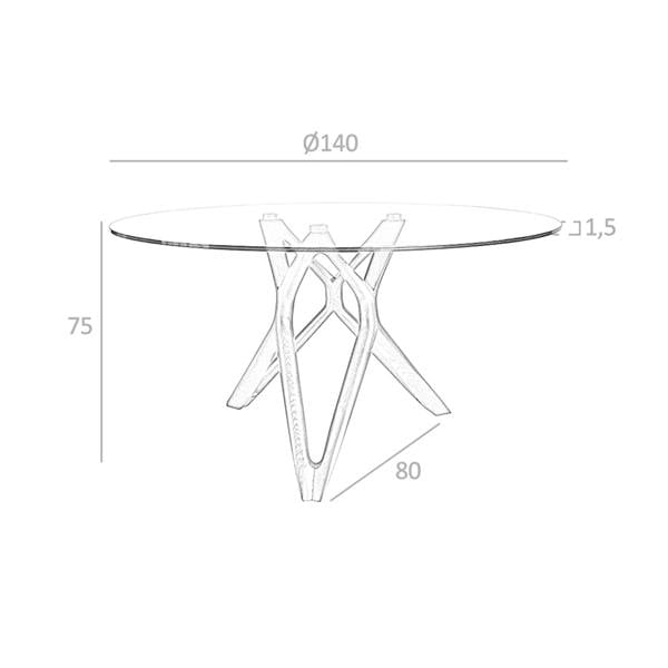 Angel Cerdá Round tempered glass and walnut dining table 1108