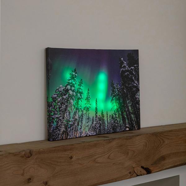 Samuel Alexander 40 x 30cm Battery Powered Light Up Christmas Wall Art Aurora Canvas
