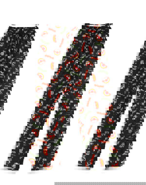 Disney Mens Black Muppets Short Sleeve Long Leg Pyjama Set