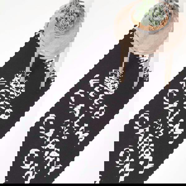 HOMESCAPES Keep Calm And Carry On Handwoven 100% Cotton Rug - 60 x 100 cm