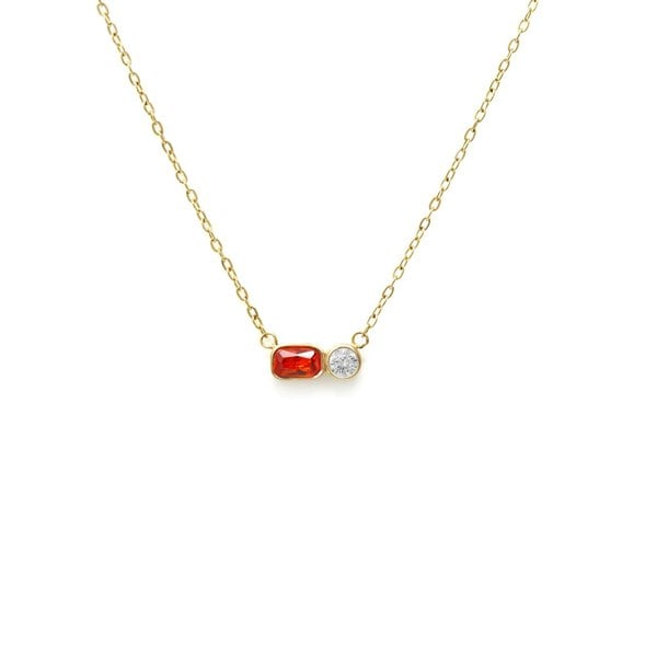 Say It With January Garnet Birthstone Necklace - Yellow Gold Plated
