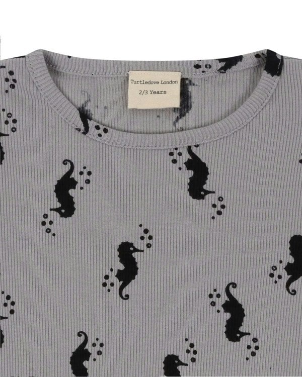 organic cotton Grey Seahorse Print T-Shirt & Short Set - image 4