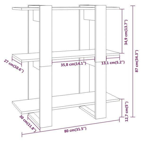 Berkfield Book Cabinet/Room Divider Black 80x30x87 cm