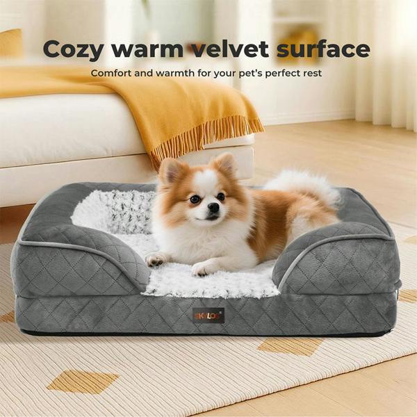 Skylos Orthopedic Pet Bed Dog Memory Foam Cushion Calming Mat Washable Large