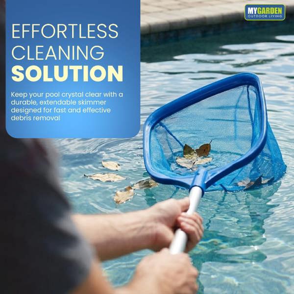 My Garden Outdoor Living Leaf Skimmer 63cm - Swimming Pool Skimmer with Fine Mesh - Lightweight Aluminum Pool Cleaning Net for Leaves, Bugs & Debris