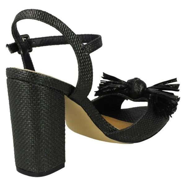 Spot On Ladies Spot On Chunky Heel Fringe Bow Vamp Sandals F10842