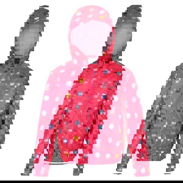 Regatta Childrens/Kids Peppa Pig Polka Dot Hooded Waterproof Jacket - Blush Red