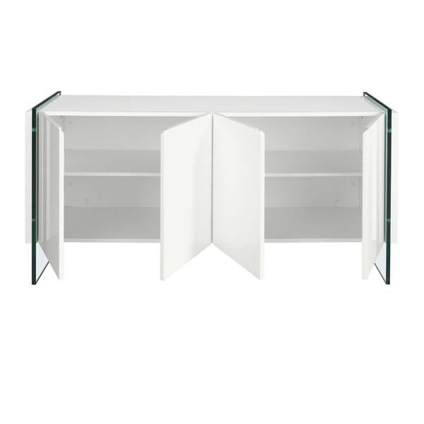 Angel Cerdá Sideboard white wood and tempered glass 3058