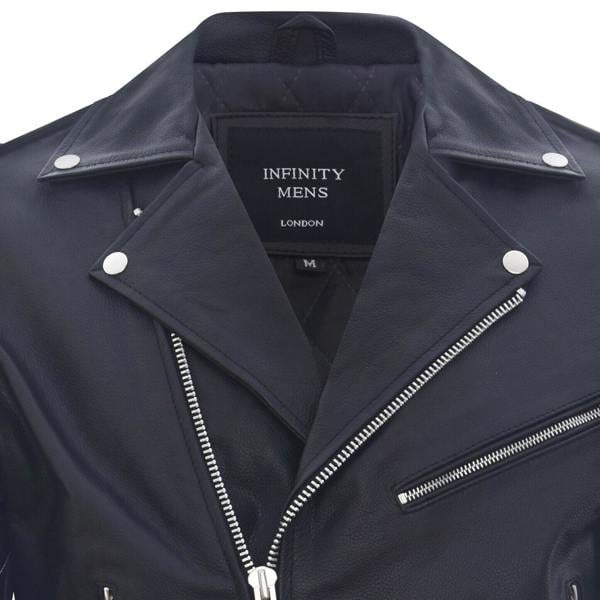 Infinity Leather Mens Leather Brando Biker Rock Motorcycle Hide Jacket