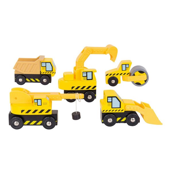 Bigjigs Rail Wooden Construction Site Vehicle Pack - 5 Pieces