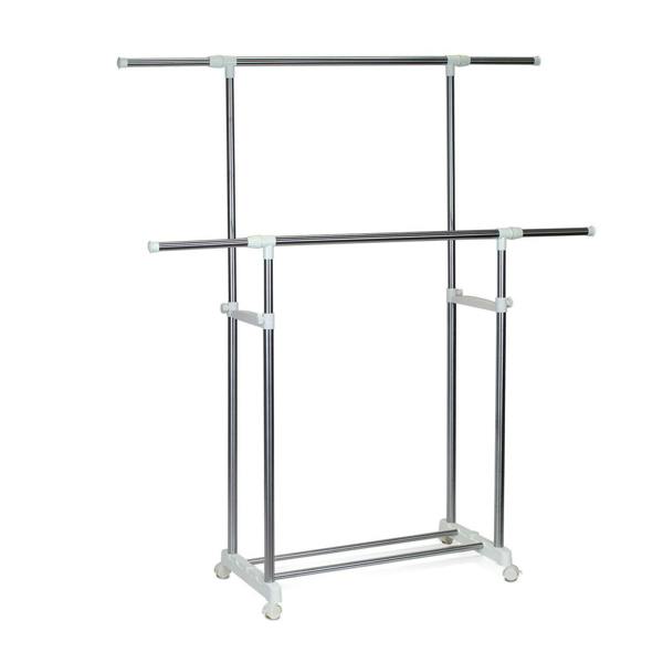 WALPLUS FNBK 22086 Yijin Heavy Duty Dual Level Retractable Rolling Drying Rack, Silver | Modern Living Room Furniture