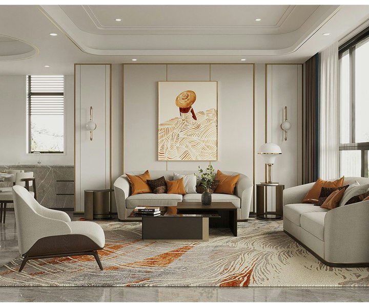 Timeless luxury armchair design with the Brigid in a contemporary home setting.