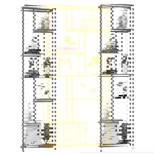 Modcraft 6-Tier Glass Bookshelf – Tall Display Bookcase & Plant Stand, Tempered Glass Shelves,
