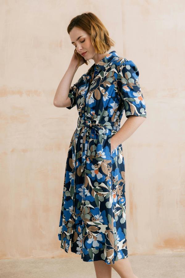 Lily & Me Robyn Belted Tea Dress Navy