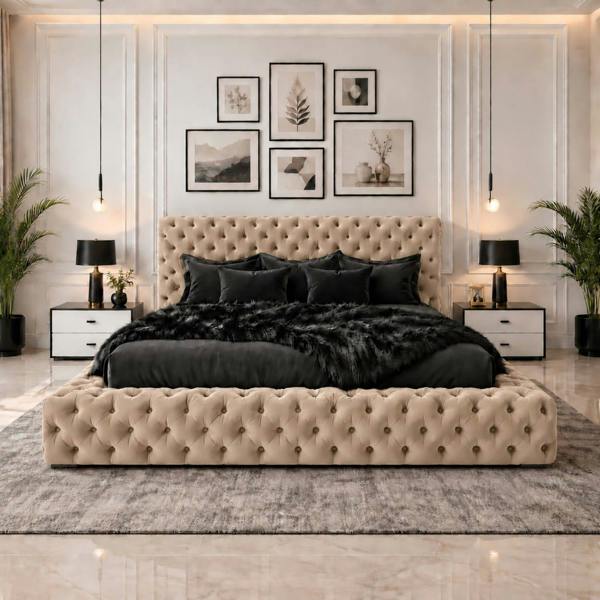 Paradise Beds Velmora Luxury Chesterfield Upholstered Bed Frame with Deep Button Headboard