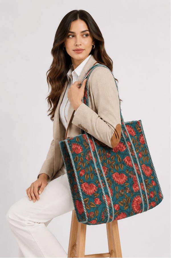 THE WILDFLOWER QUILTED TOTE BAG - Claudio Lugli Shirts