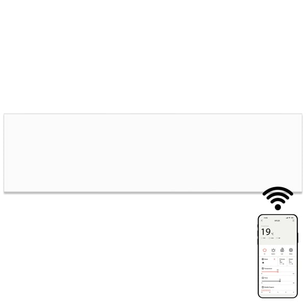 MYLEK Panel Space Heater White Low Level 1KW Eco, Smart and WiFi App Slimline Low Energy - Wall Mounted, Bathroom IPX4