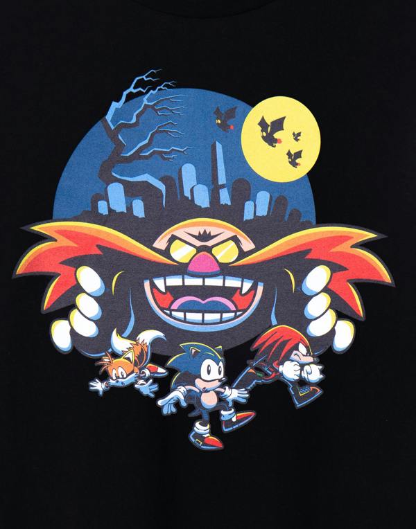 Sonic the Hedgehog Mens Black Halloween Eggman Short Sleeved T-Shirt