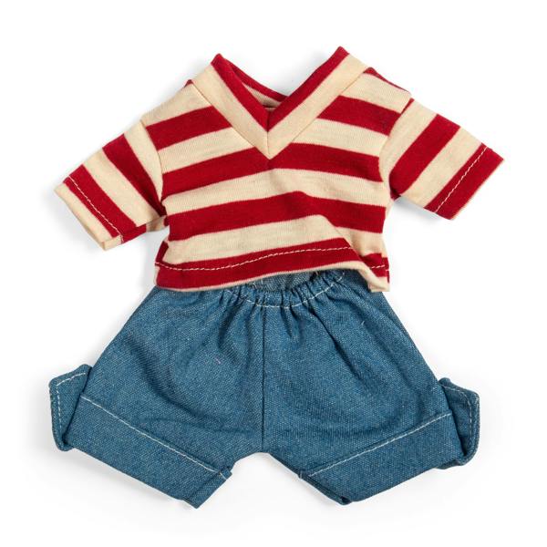 Bigjigs Toys Denim Shorts And Red Striped Top - Small