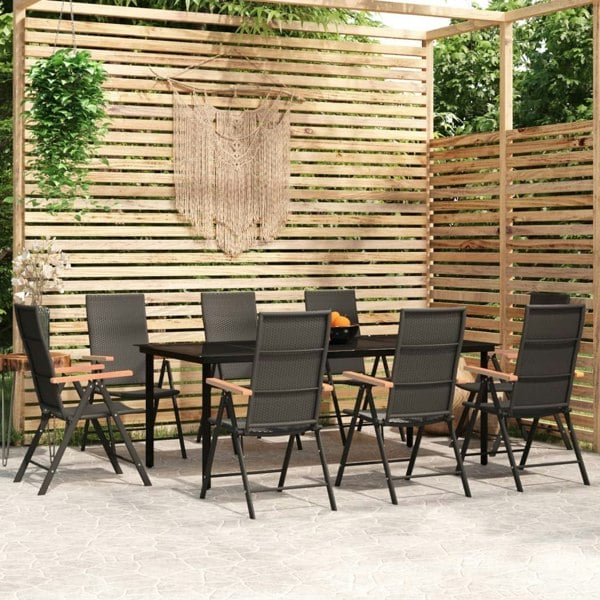 Berkfield 9 Piece Garden Dining Set Black