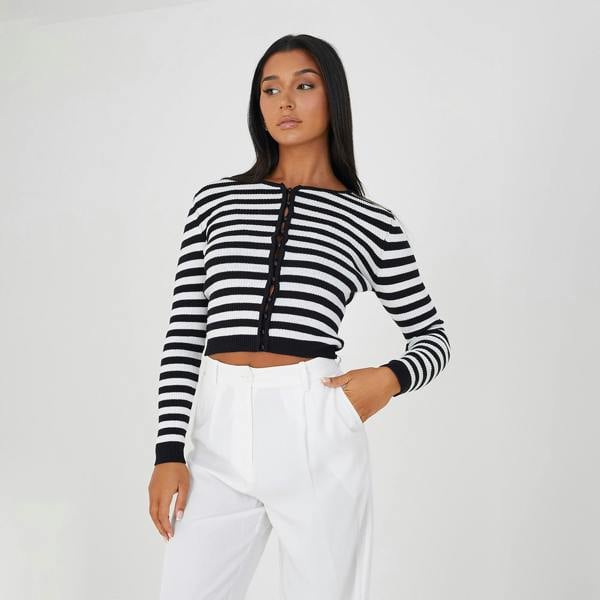 Brave Soul Ivory Ribbed Knitted Cardigan - Ivory Image 1